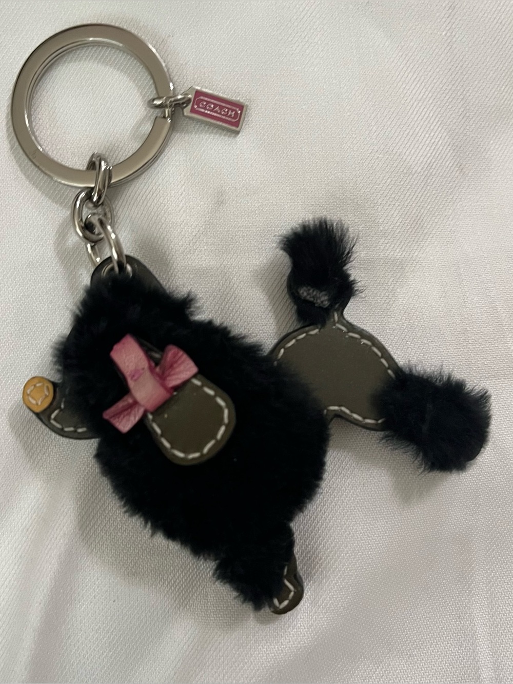 *RARE* COACH Fur Poodle Bag Charm Key Chain - Picture 2 of 5